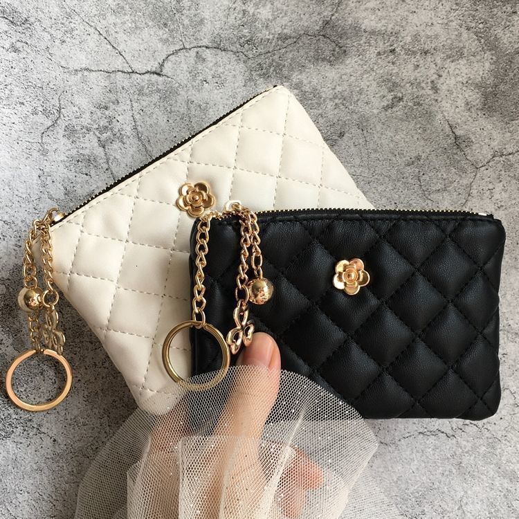 Luxury Brand Designer Bag Camellia Diamond Small Style Women's Student Portable Card Holder Keychain Earphone Storage Bag Compact Coin Purse