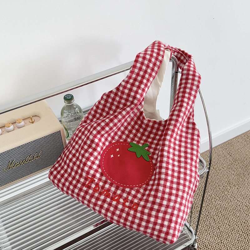 New Korean designer plaid cartoon women's handbag, cute and fashionable commuting bag, casual hot selling shoulder bag