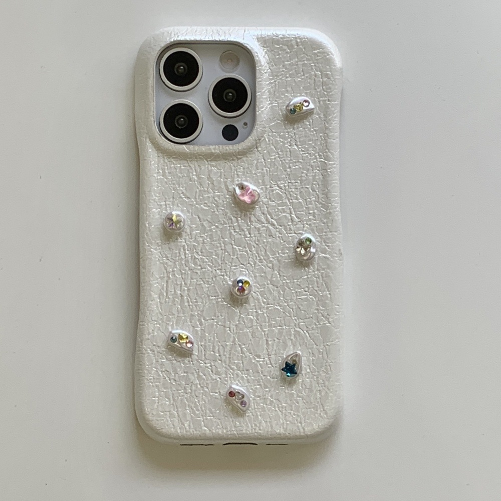 Cute Case Cover Compatible for iPhone 17/17 Pro/Pro Max Case Summer Beach Shells Irregular Diamond for Girl Women Soft Handmade Fashion Protective iPh