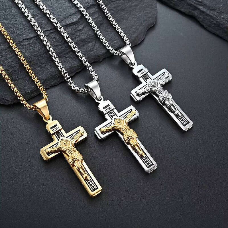 2025 sterling silver Cross Pendant Christian Men's Necklace