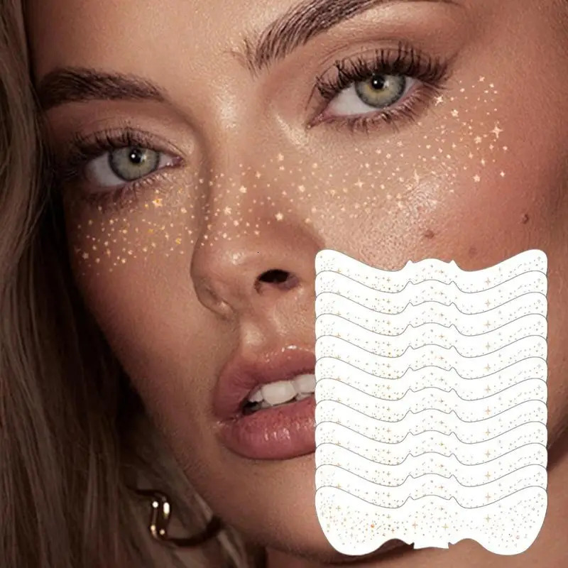 12Pcs Glitter Freckles Stickers Tattoo On Face Festival Accessories Glitter Bright Fake Freckles Temporary Tattoo Stickers 251015