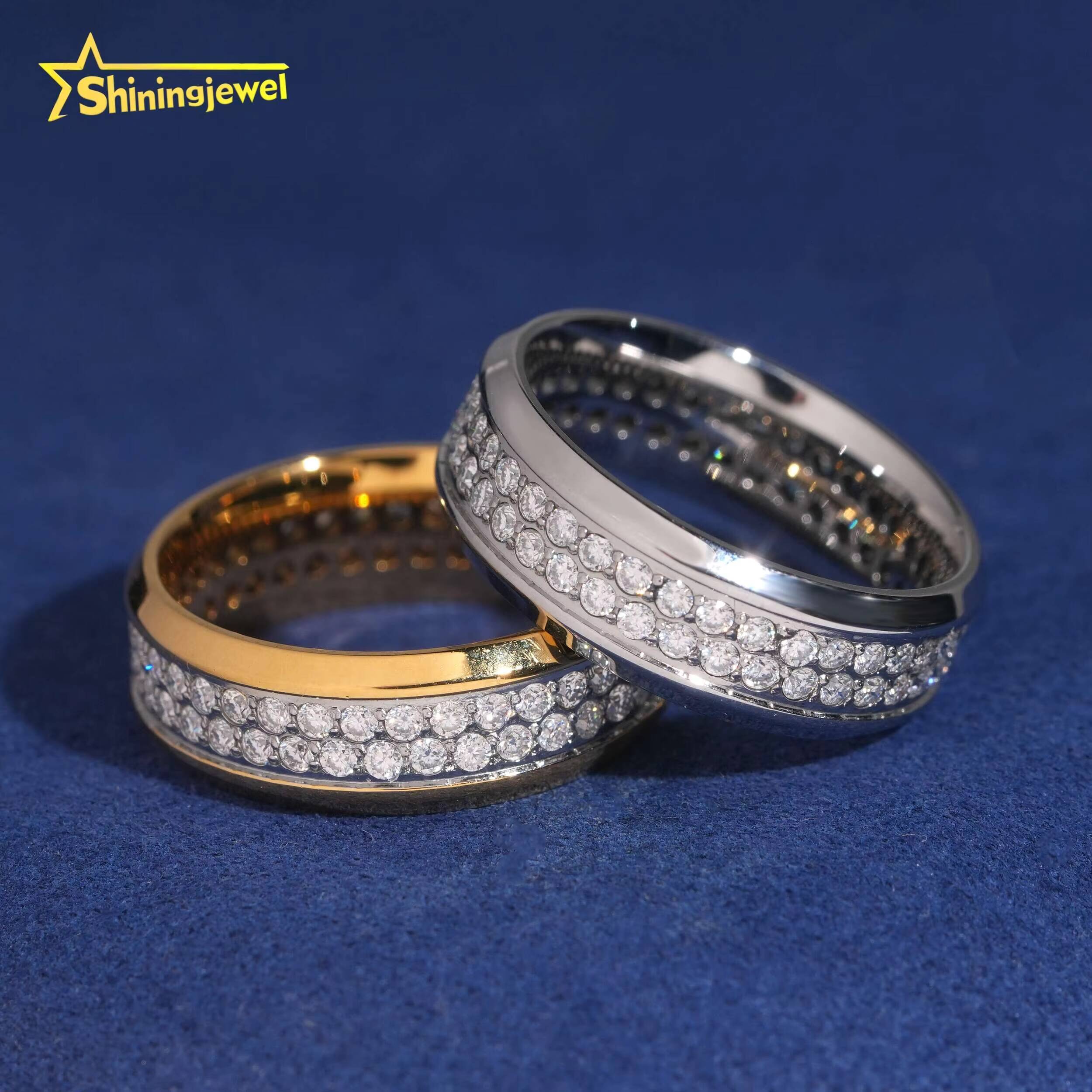 Hip Hop Men Diamond Rings Moissanite GRA Certificated Fashion Jewelry Stainless Steel Moissanite Ring Band Daily Wear