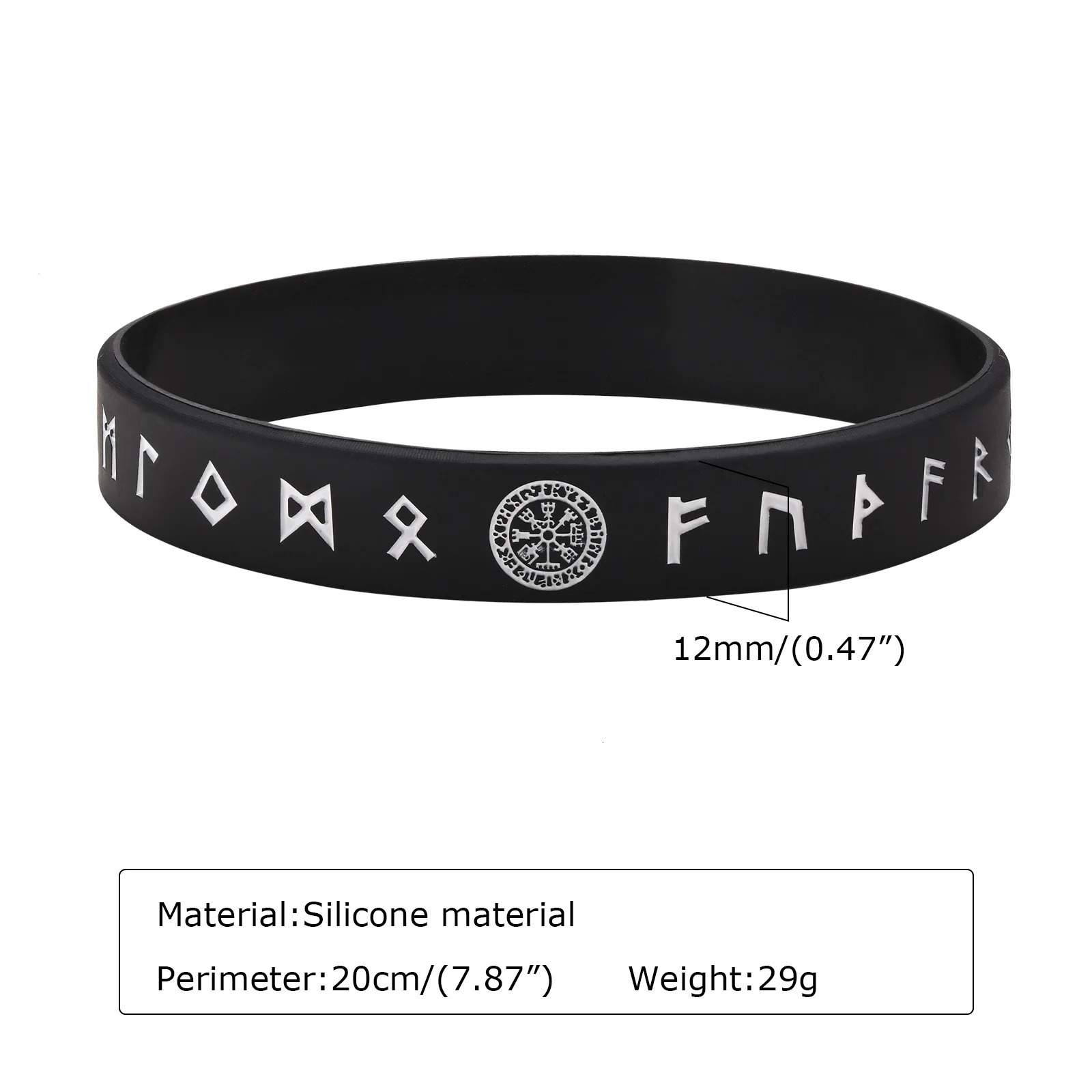 Vnox 12mm Silicone Bracelet for Men Soft Rubber Silicone Wristband Nordic Viking Compass Rune Almut Bangle Set 251014