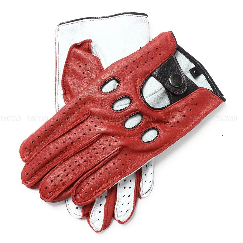 High Quality Mens Genuine Leather Gloves Lambskin Gloves Fashion Men Breathable Driving Gloves for Male Mittens 251015