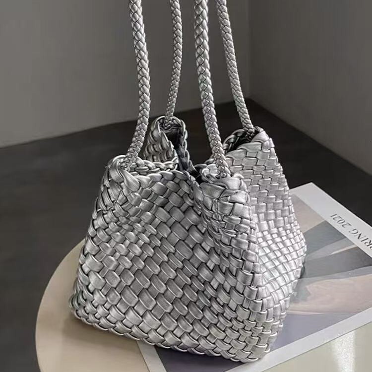 Luxury Brand Designer Bag Woven Embossed Handbag High-End Woven Tote Bag Women's Fashion Handbag