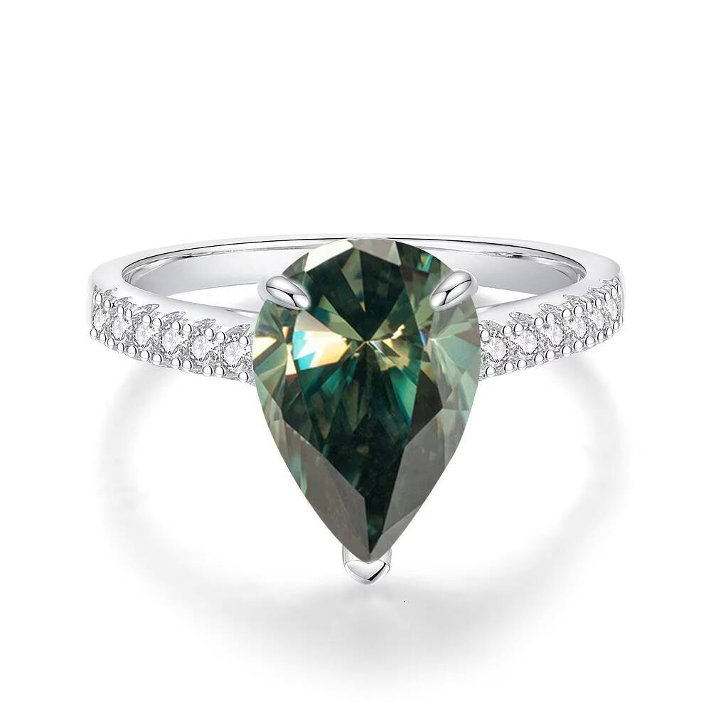 Wholesale Moissanite Pear Shaped Eternity Ring Jewelry Promise 925 Sterling Silver Engagement Wedding Moissanite Ring for Women