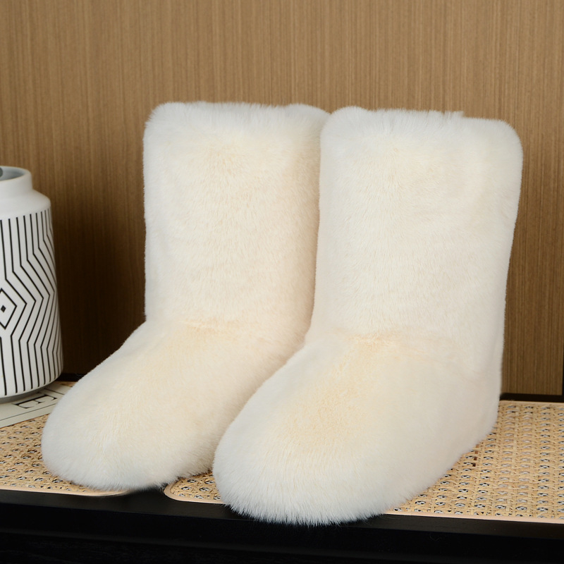 Free shipping keep warm New fur boots winter high top casual snow boots imitating rabbit fur integrated warm boots
