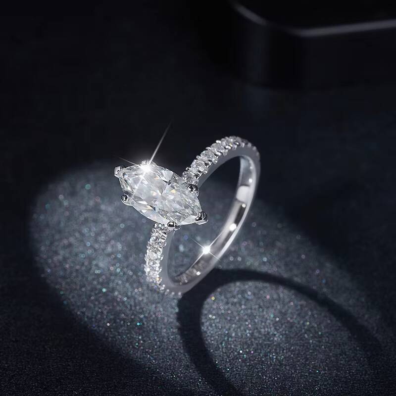 Wholesale 2CT 4CT Moissanite Rings S925 Sterling Silver White Gold Plated Gra Certified Women Engagement Ring Moissanite Ring