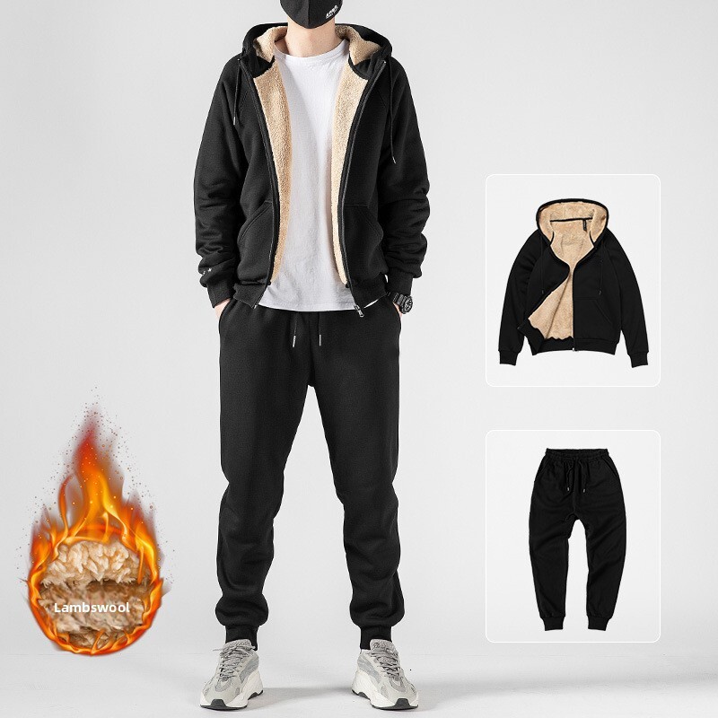 Lamb Wool Designer Hoodie Jacket Tracksuit Men Polo Veste Coat Sweatshirt Set For Men Winter Fleece Lined Thickened Hooded Sportswear Casual Cardigan 