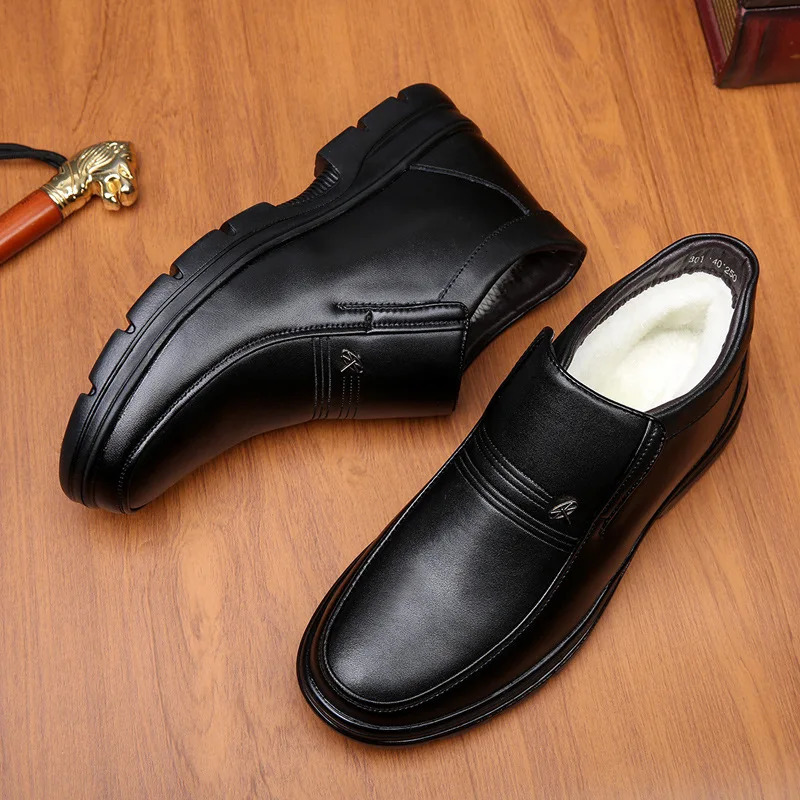 Snow Boots Men Boots Genuine Leather Dad Shoes Leather Shoes Mens Dress Boots Winter Shoes Men Zapatillas Hombre 251010