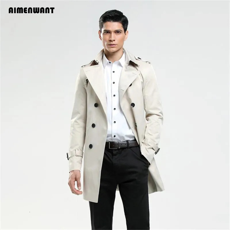 2024 Fashion Double Breasted Trench Male n Slim Fit Business Casual Outerwear Plus Size Customized Coat 251010
