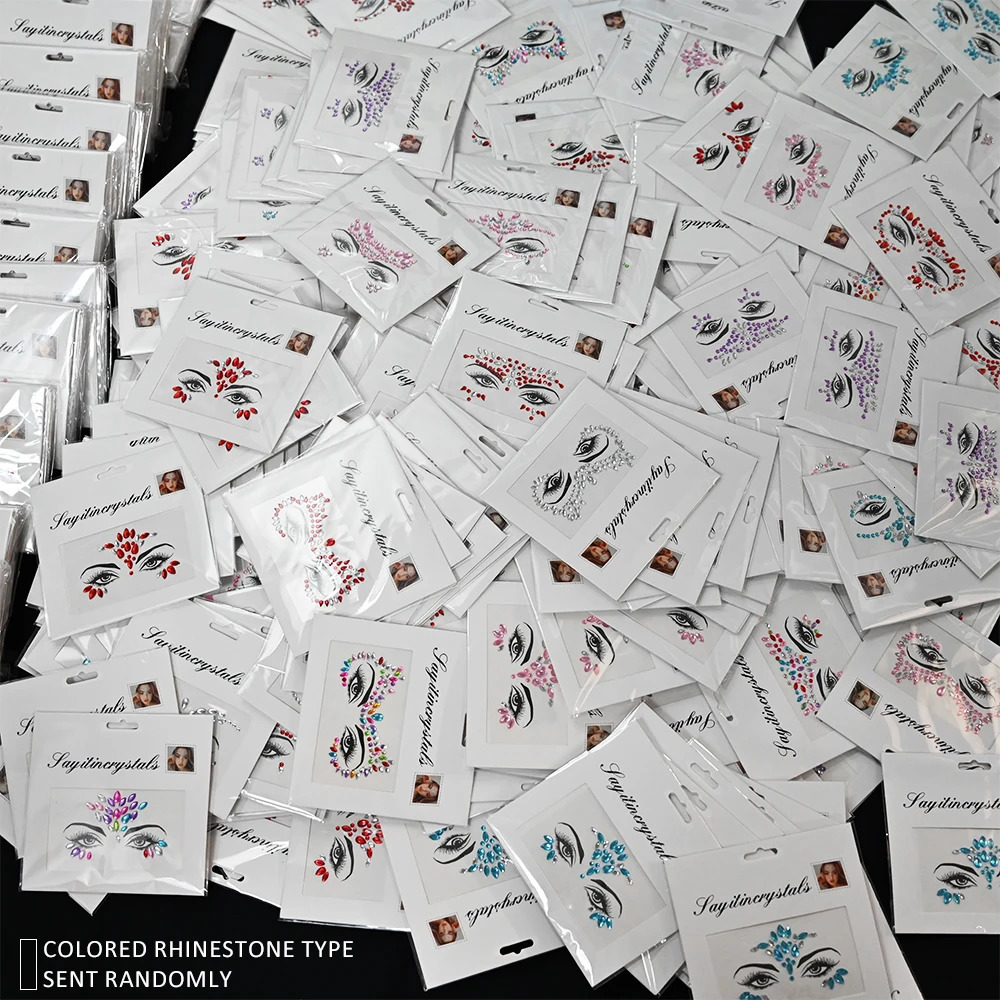 5Pcs Mermaid Face Jewels Gems Rhinestones Rave Eyes Body Temporary Sticker Crystal Face Stickers Decorations for Women Kids 251015