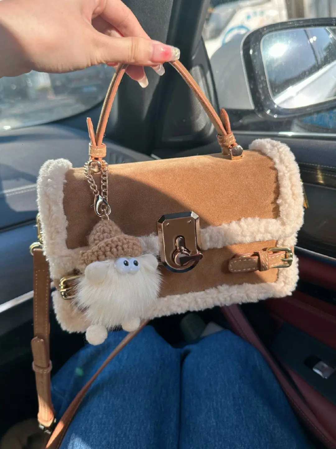 JIAERDI Vintage Bown Messenger Bag Wallet Women Lamb Handle Chic Square Bag Purse Female Fashion Casual Y2k Hand Bag Bolso Mujer Z251018