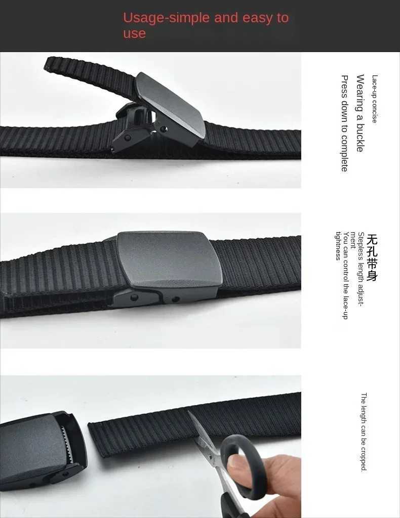 Automatic Buckle Light Comfortable Nonmetal Nylon Belt Outdoor Hunting Multifunctional Canvas Belts for Men W251018