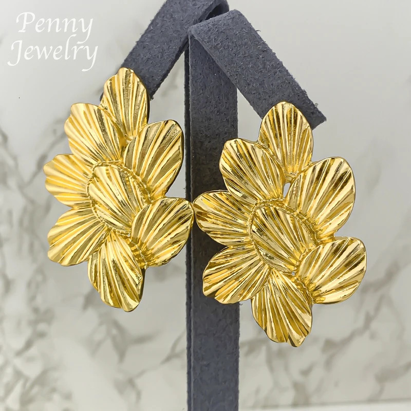 Textured Collar Necklace Drop Earrings Bracelet Ring Big Size Choker Gold Plated Jewelry Set Bridal Wedding Party Gifts 251016