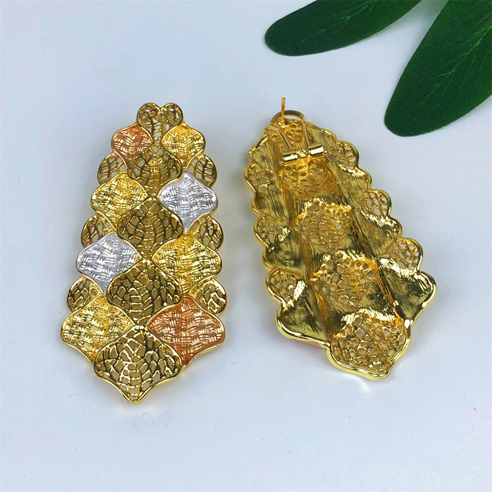 ESALE Italian Ladies Fine Jewelry Sets Gold Color Women Necklace Earrings African Big Jewelry Wedding Party Gift 251016