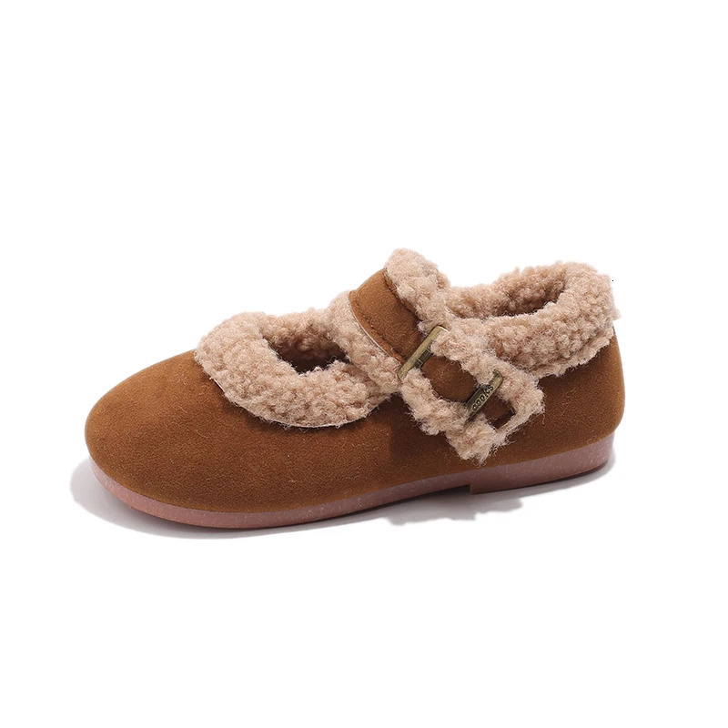 Kids Casual Shoes for Girls Autumn Winter Children Thermal Warm Plush Flats Cottonpadded Snow Shoes Fluffy Antiskid Size 2136 251014