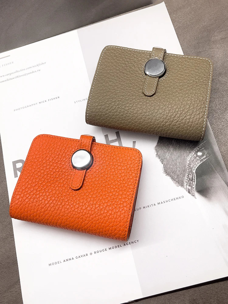 Genuine Leather Unisex Money Bag Fashion Hasp Small Card Holders Highgrade Short Cowhide Credit Card Purse 251023