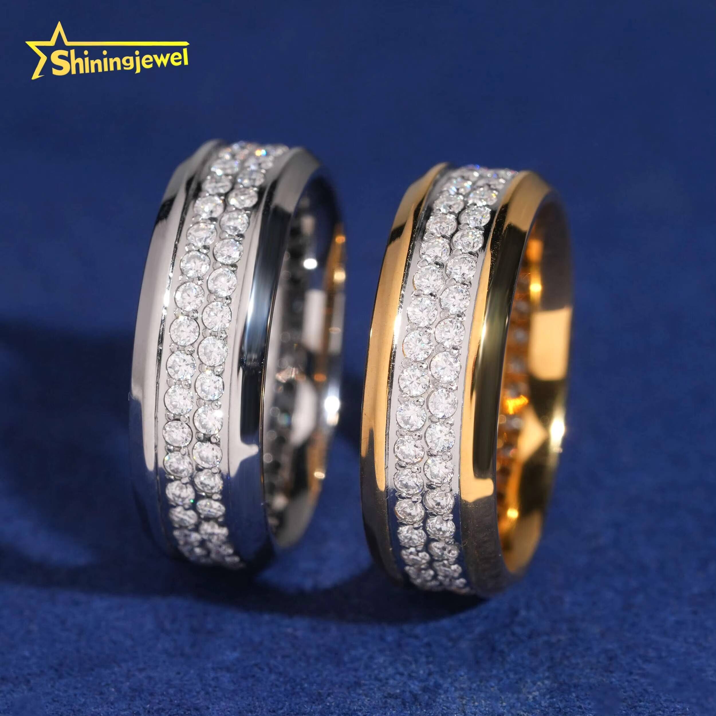 Hip Hop Men Diamond Rings Moissanite GRA Certificated Fashion Jewelry Stainless Steel Moissanite Ring Band Daily Wear