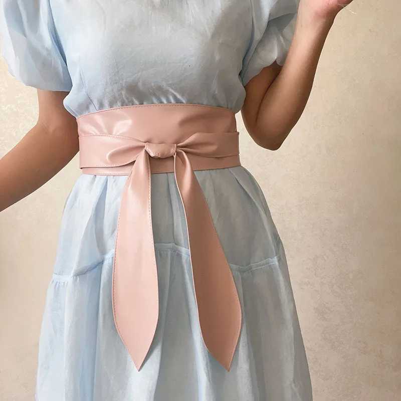 10x230cm Black Bowknot Belt Lace Up Tied Knot Corset PU Wide Belts Waistband Elegant Dress Coat Girdle For Women W251018