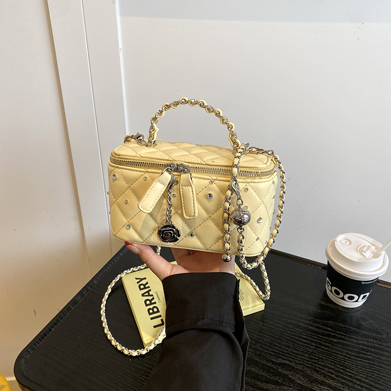 Luxury Brand Designer Bag Fashion Quilted Chain Small Square Bag For Women 2025 New High-End Bright Diamond Box Bag Stylish Single Shoulder Crossbody 