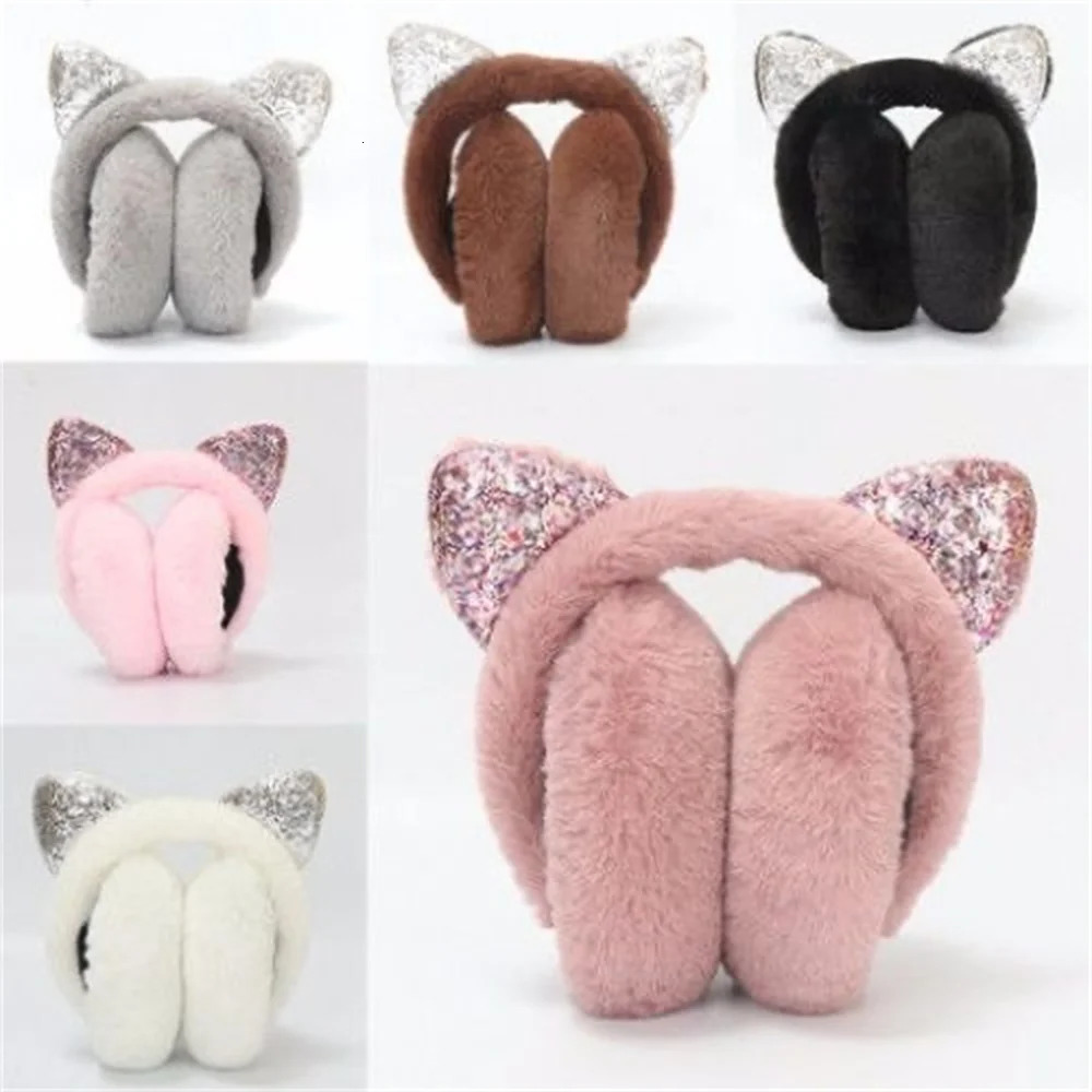 Winter Warm Plush Earmuffs for Women Girls ren Riding Ski Ear Protection Cartoon Cute Cats Ears Fur Soft Cashmere Earflaps 251014