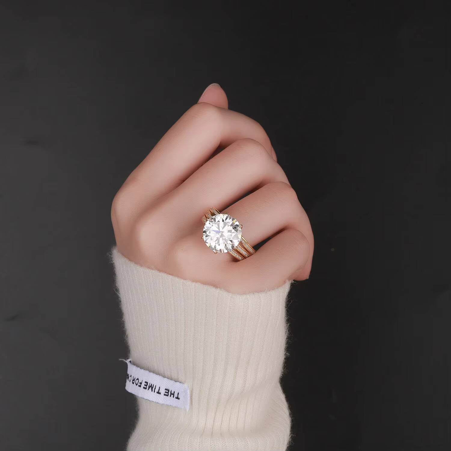 925 Silver Moissanite Ring Excellent Cut D Color 10 Carats Passes Diamond Test Engagement Ring for Gift Women Fine Jewelry