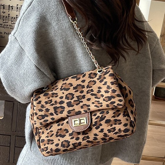 Luxury Brand Designer Bag 2025 New Autumn And Winter Leopard Print Single Shoulder Crossbody Bag High-End Style Fashion Chain Tote Bag For Women