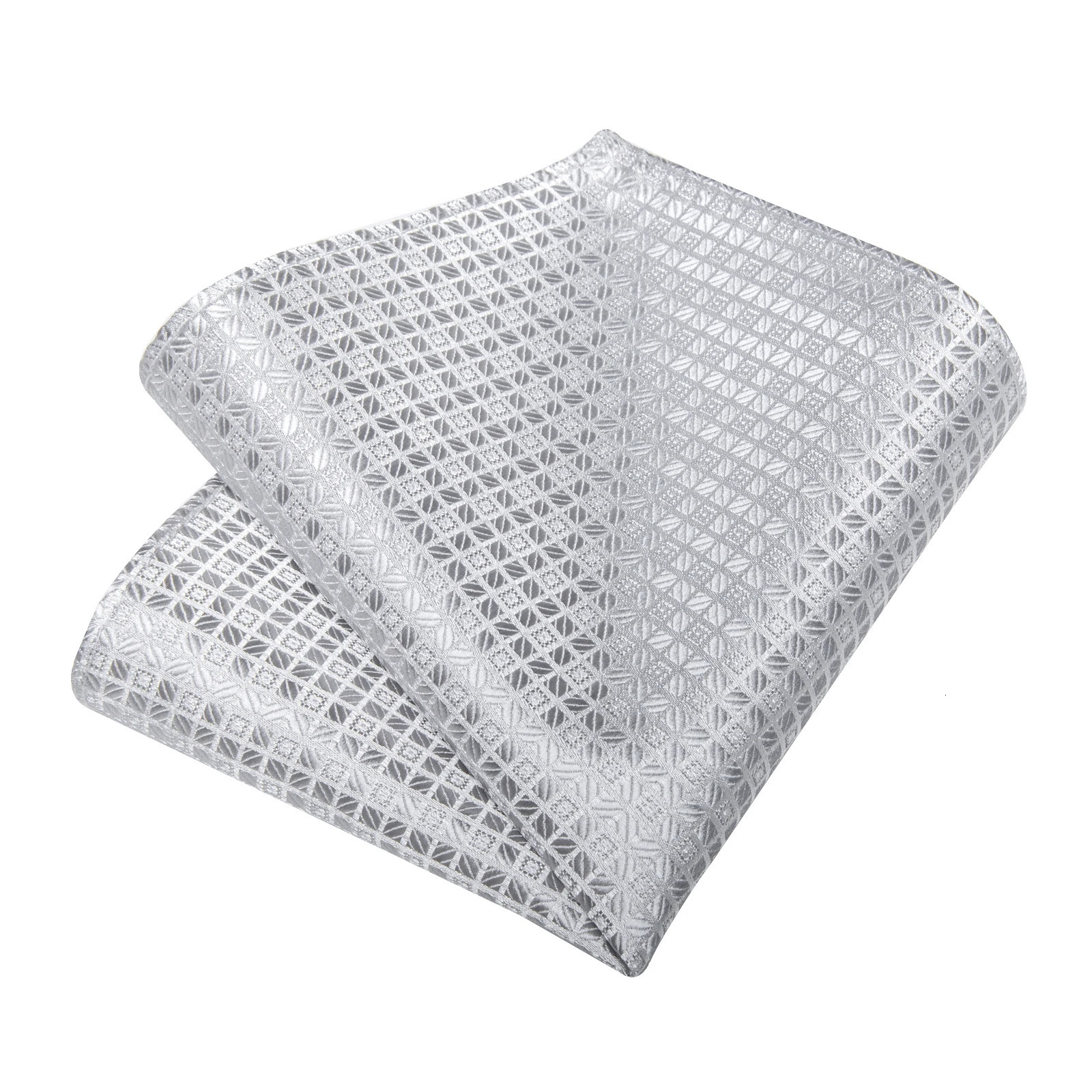 3Pcs Sliver Plaid Solid Grey Silk Men Tie Pocket Suqare Cufflinks 8cm Wedding Prom Accessories Gravats Gift for Husband 251014