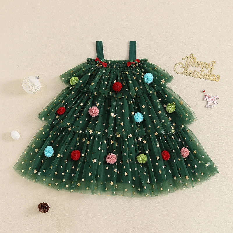 mababy 16Y Christmas Kid Baby Girls Dress Toddler Infant Children Star Ball Sleeveless Layered Tulle Party Dresses Costumes 251014