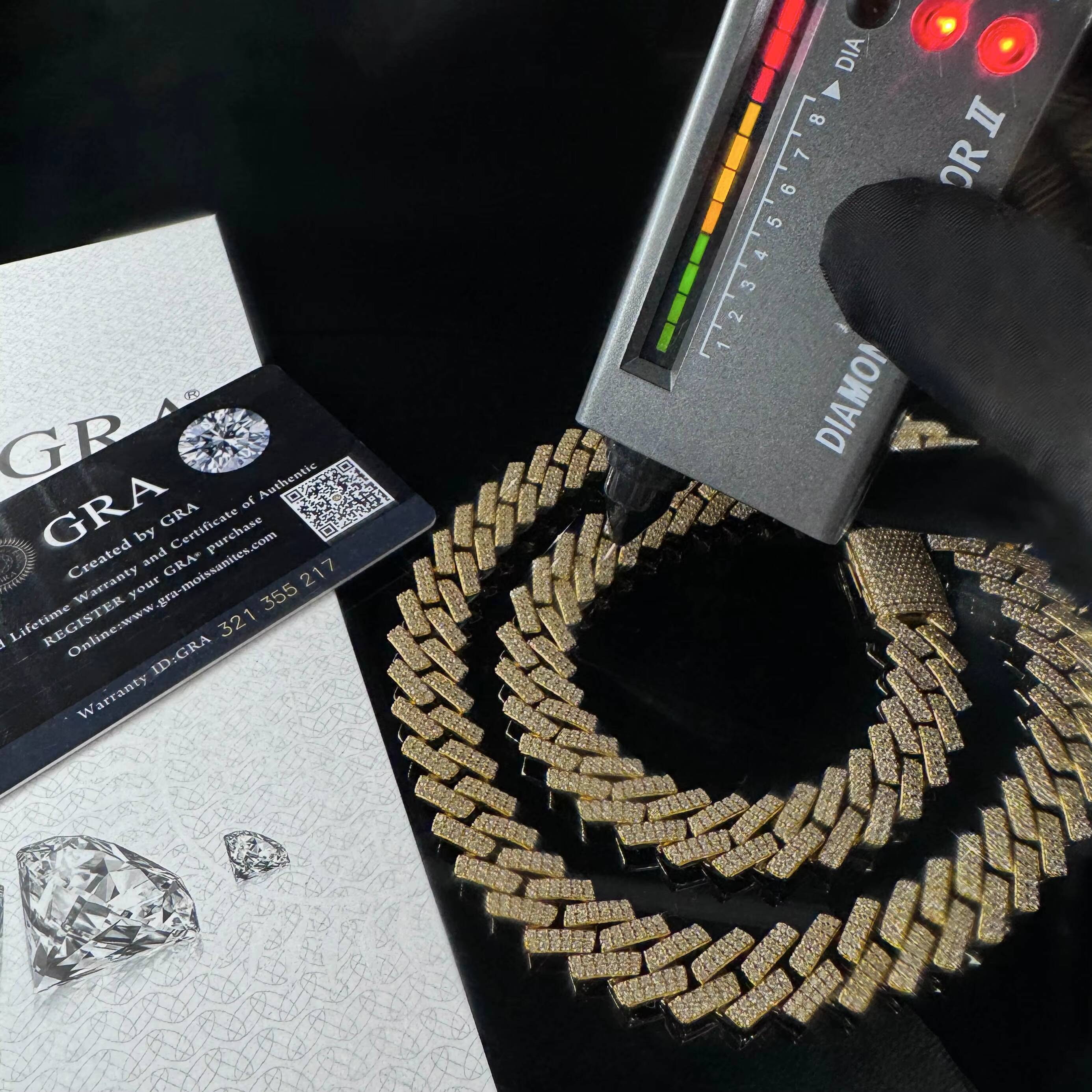 925 Sterling Silver Moissanite Jewelry Men Necklace 10mm 2 Rows Vvs Iced Out Moissanite Cuban Chains