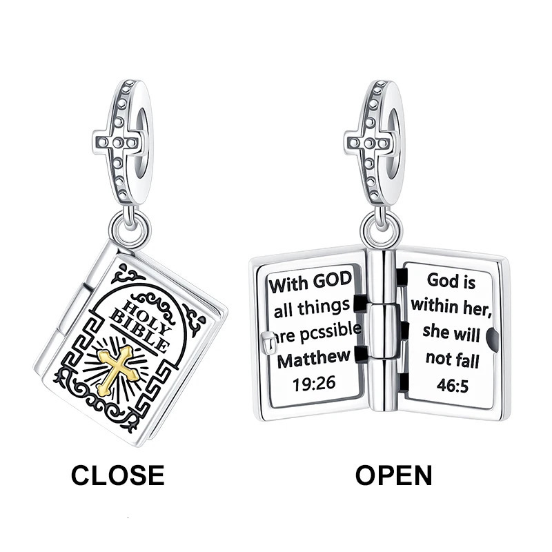 925 Sterling Silver Angel Cross GOD Charms The Bible Beads Lucky Cat Dragon Pendant Fit Original Bracelet Charm Jewelry 251011