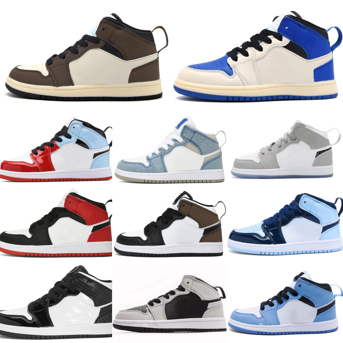 1 J1 Baby Kids High Basketball Shoes Trainers 1s Obsidian Chicago Girls Boys BLACK WHITE DARK MOCHA UNC Patent Casual Shoe Candy Pine Green Outdoor Jogging Sneakers