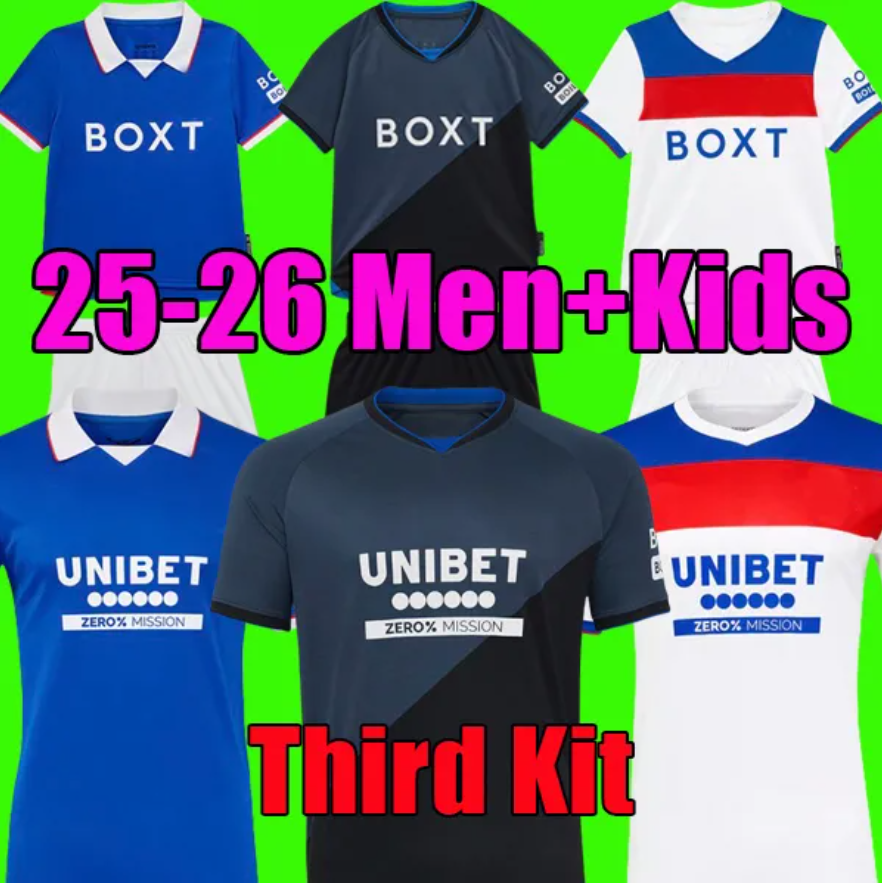 25 26 RangerES Soccer Jerseys 2025 home shirt away Glasgow COLAK ROOFE LUNDSTRAM HAGI BARKER MORELOS TAVERNIER KENT TILLMAN 3RD Football man kids kit