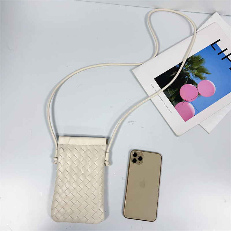 Luxury Brand Designer Bag Fashion Simple New Crossbody Small Bag Trendy Solid Color Woven Single Shoulder Vertical Casual Phone Bag Niche Women's