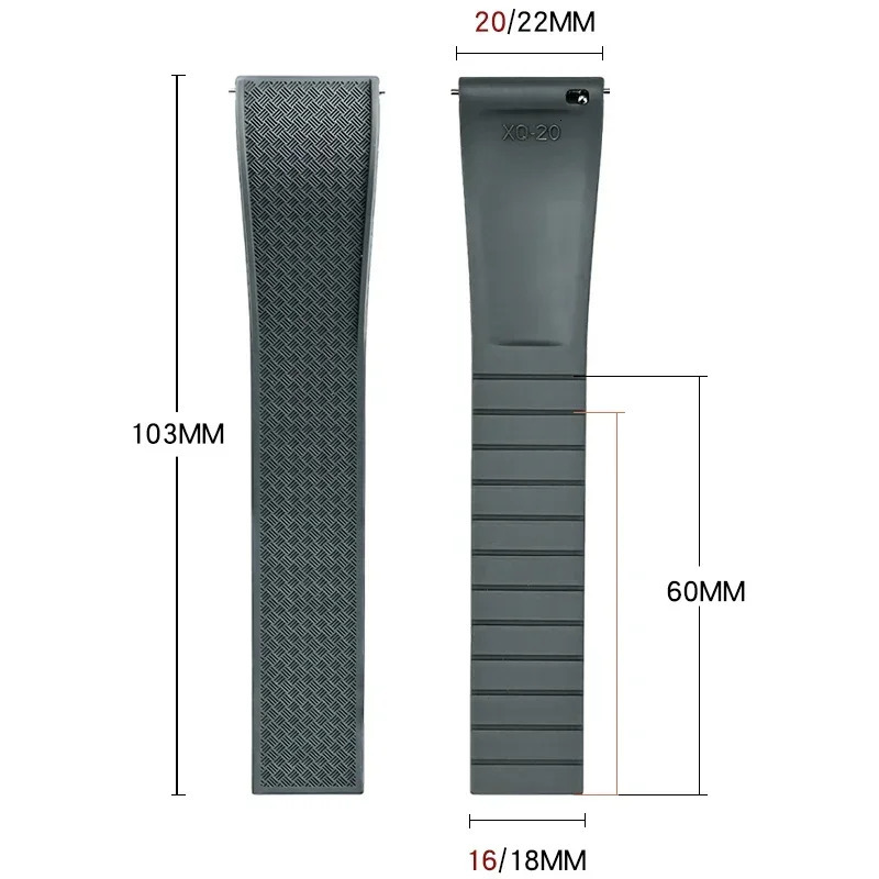 20mm 22mm FKM Strap Quick Release Fluoro Rubber Universal Watch Band Stainless Steel Folding Buckle Bracelet Accessories 251016