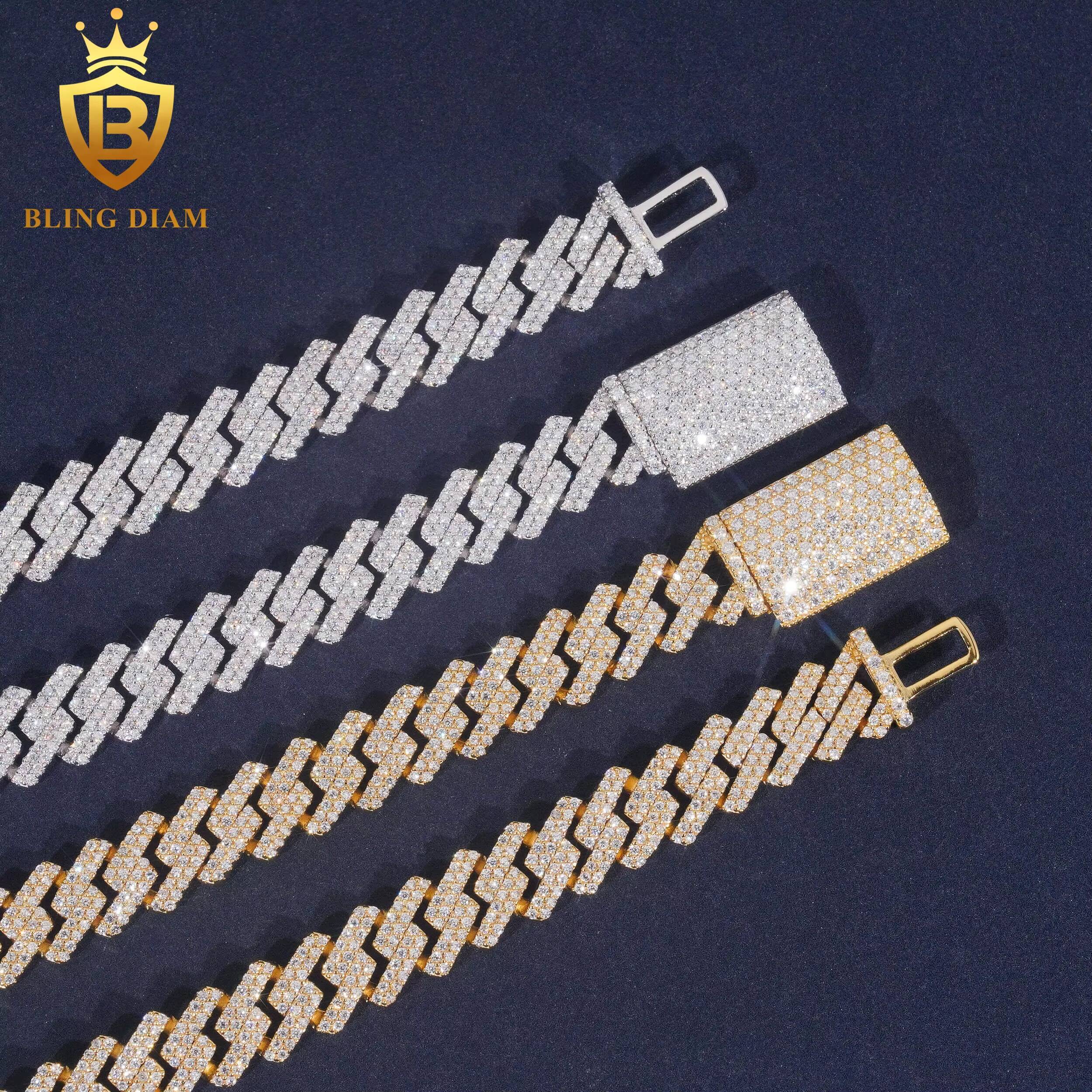 Fashion Cuban Moissanite 10mm Link Chain Pass Diamond Tester Moissanite Rose Gold Necklace 925 Sterling Silver Past Diamond Test