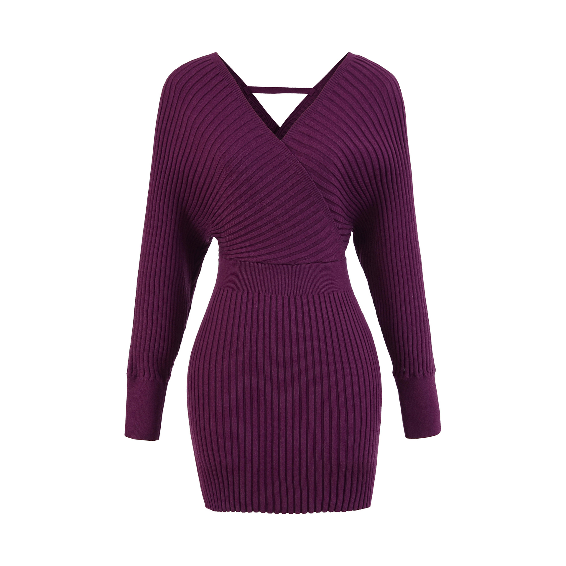 DR212 Autumn and Winter New V-neck Vertical Pierced Knitted Skirt Short Skirt