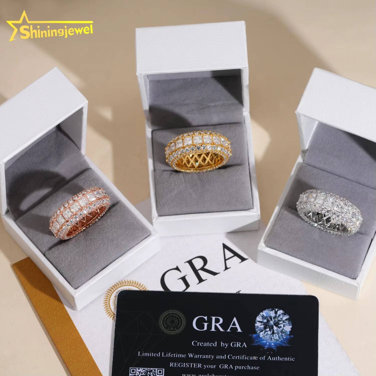 New Design Square Princess Eternity Ring Moissanite Engagement Ring for Men Pass Diamond Fine Jewelry 925 Silver Band Ring