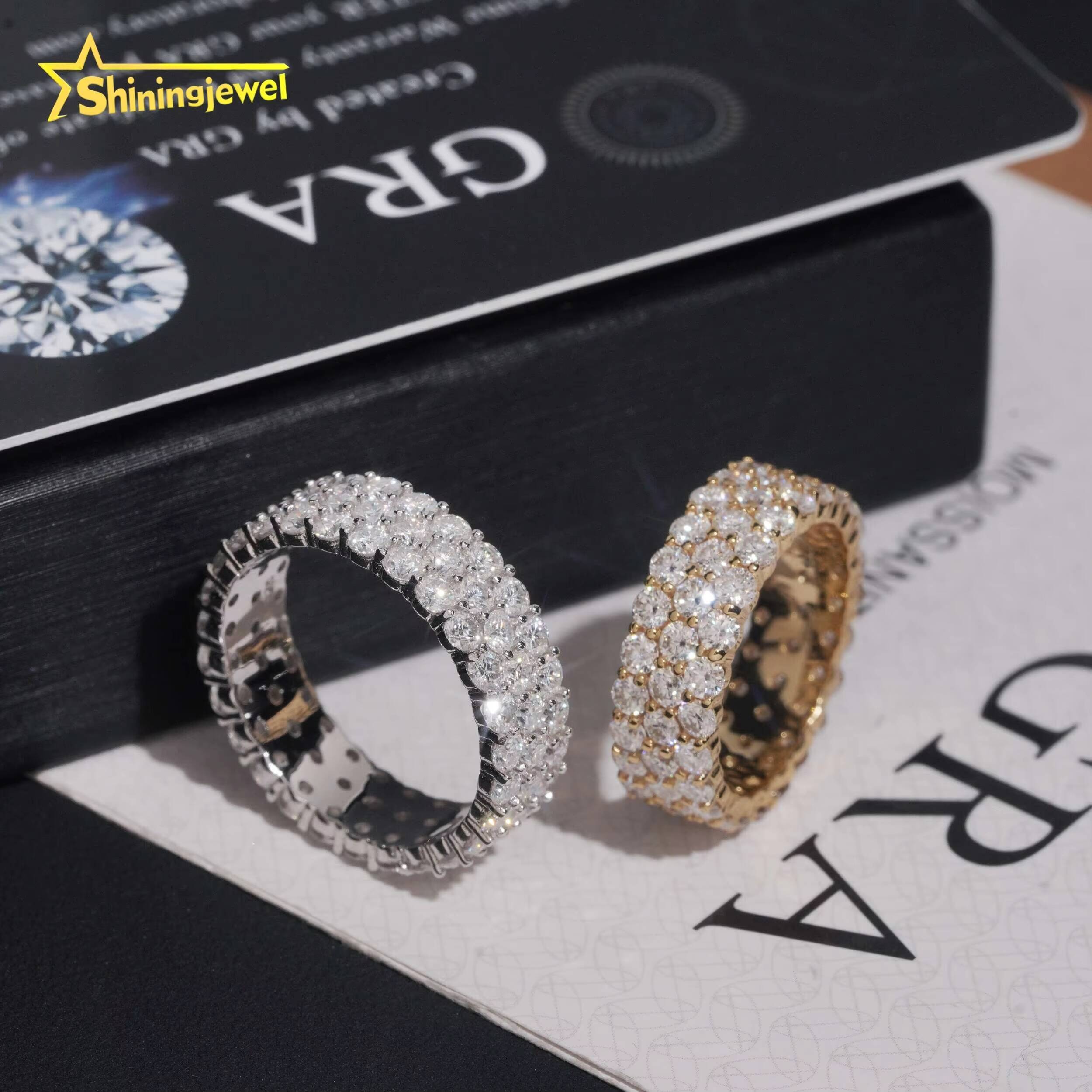 S925 Sterling Silver White Gold Diamond Ring Set with VVS Moissanite Luxury Wedding Ring