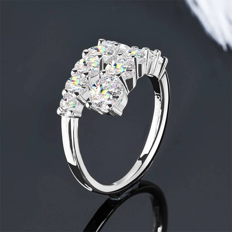 All Moissanite rings Bridal Open Ring 925 Silver with Certificate Woman Engagement ring Wedding Jewelry gift for women