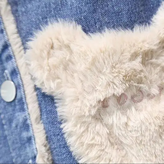 Autumn Winter Girl Boy Vest Fur Denim Jacket Baby Toddler Girls Clothes Fleece Coat Sleeveless Waistcoat Children Snow Outfit 251015