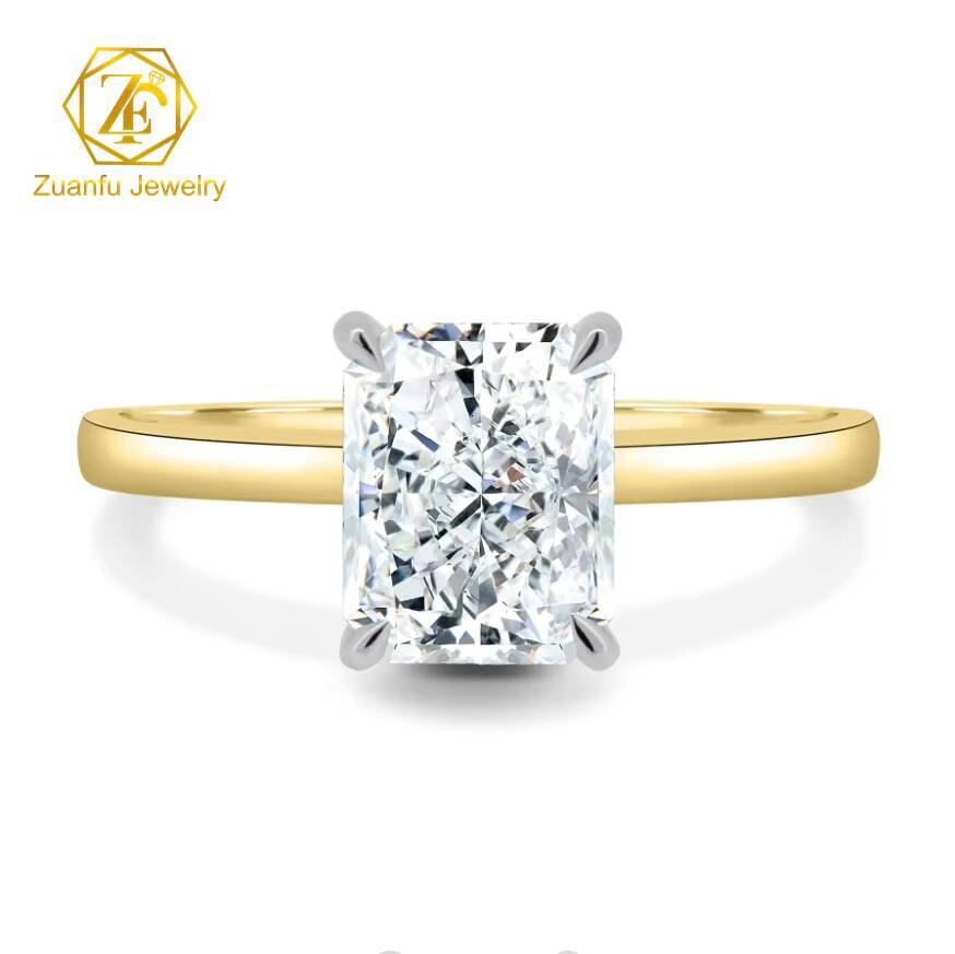 Radiant Cut Moissanite Ring 14k Solid Gold Jewelry 2Carats VVS Moissanite Diamond Luxury Women Wedding Rings
