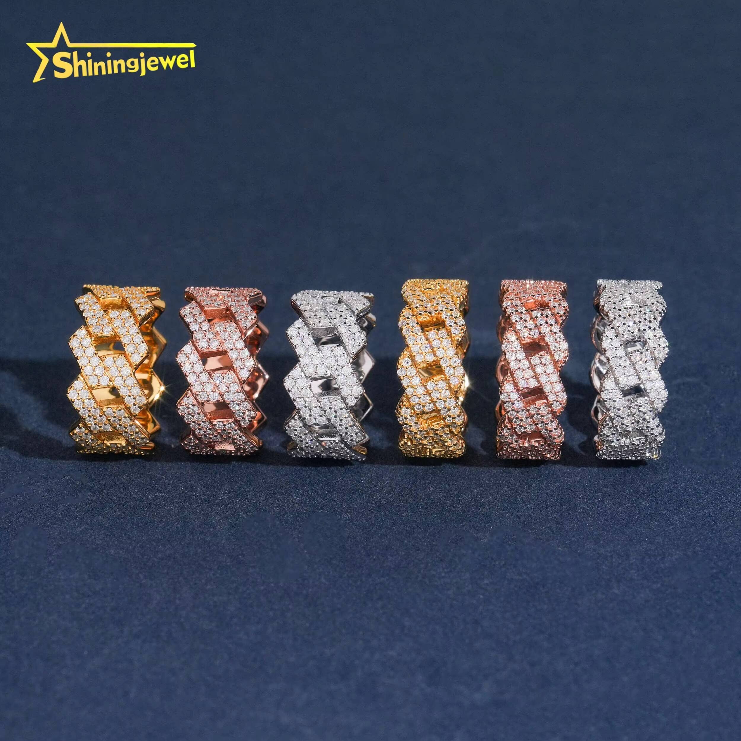 GRA Certificate Iced Out Hip Hop Style Men Ring 925 Sterling Silver VVS Moissanite Jewelry Custom 2Rows Diamond Cuban Rings