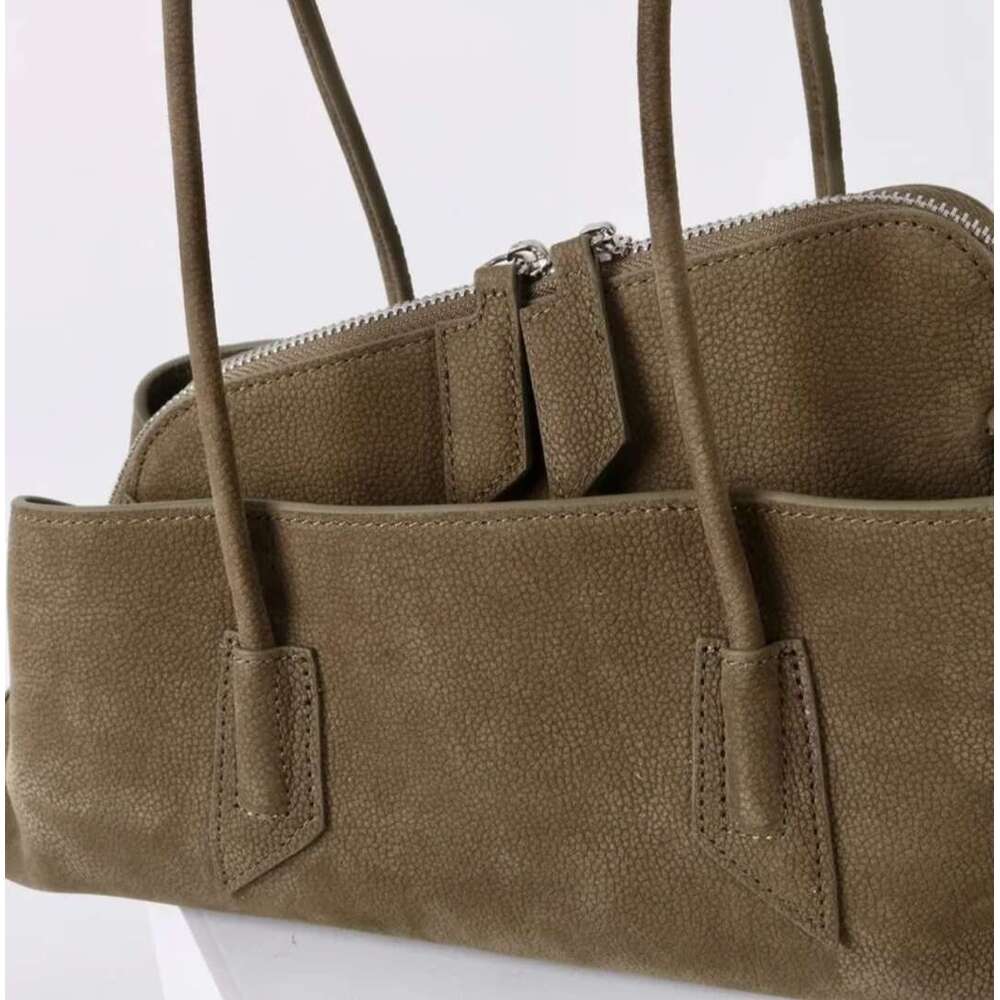 Cowhide velvet shoulder bag Retro Crocodile Pattern Large Capacity Tote Design Women's Pleated Leather Shoulder Female Daily Commuter Bag 2025 Be