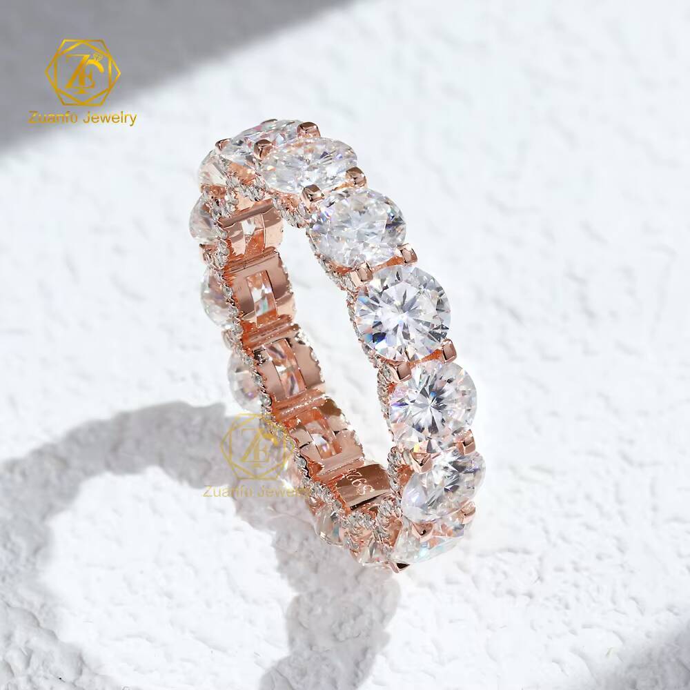 S925 Silver Round Brilliant Cut VVS D Color 5mm Moissanite Diamond Hip Hop Engagement Ring for Men and Women