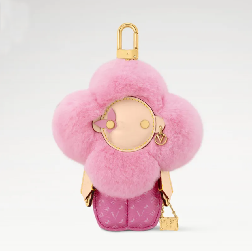 Keychains Pink Blue Furry Sunflower Keychain Bag Charms Pendant cessories Sun flower Doll Car KeyRings Holiday Gifts S251128