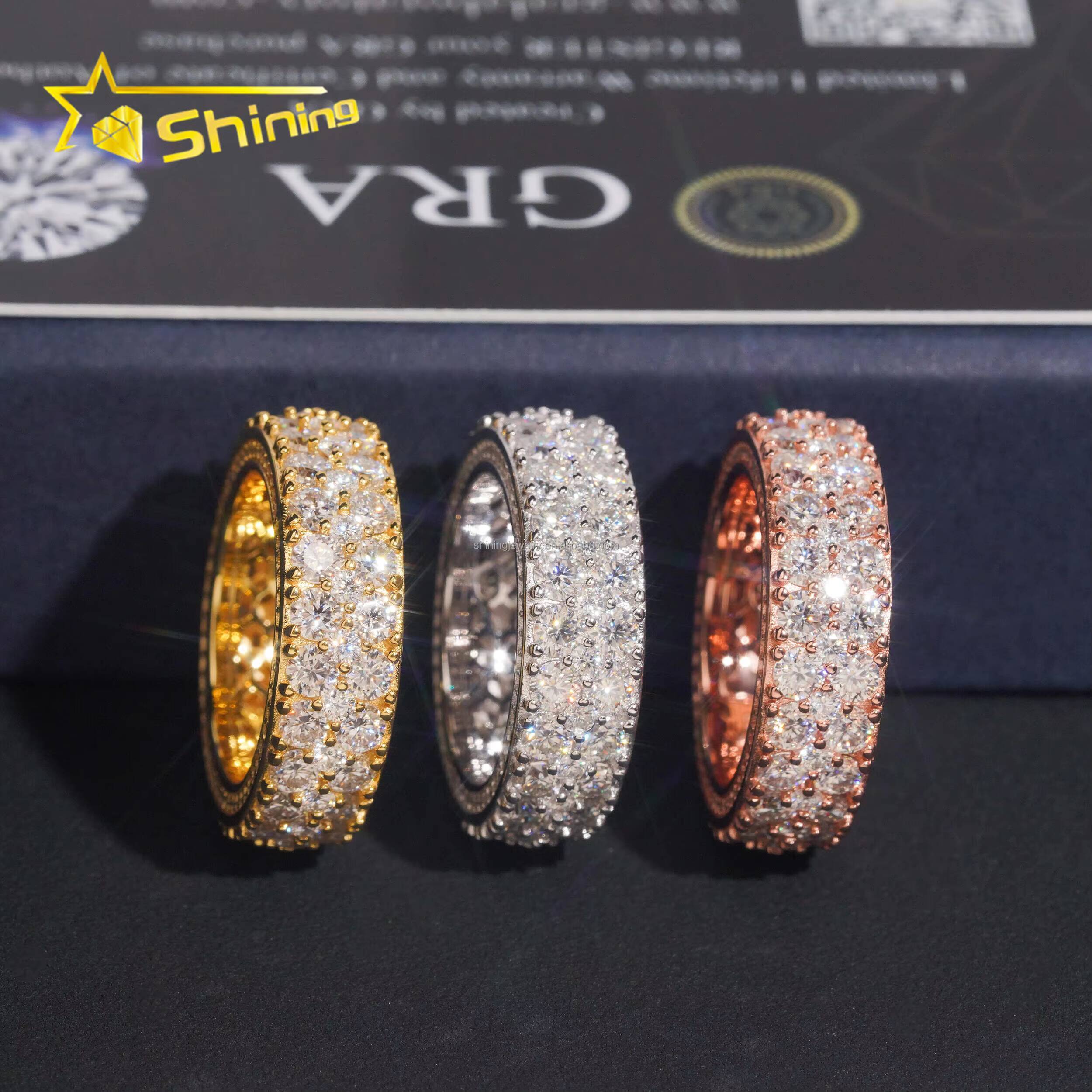 Hot Sale Cheap Price Iced Out Fine Man Jewelry Engagement Rings 925 Silver Jewelry FL Moissanite Diamond Eternity Band Ring