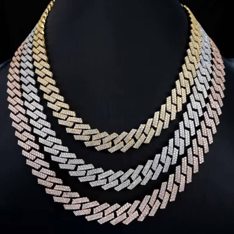 High Quality Fashion Designer Hip Hop Gold Plated Necklace Men Jewelry Bracelet 10mm Wide Mens Moissanite Cuban Chain