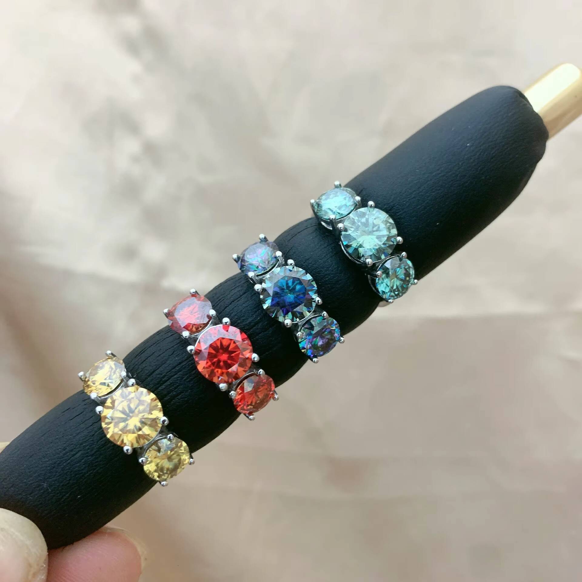 Wholesale Jewelry VVS1 925 Sterling Silver Wedding Bands Lab Diamond Rings Moissanite Stackable Engagement Ring for Women